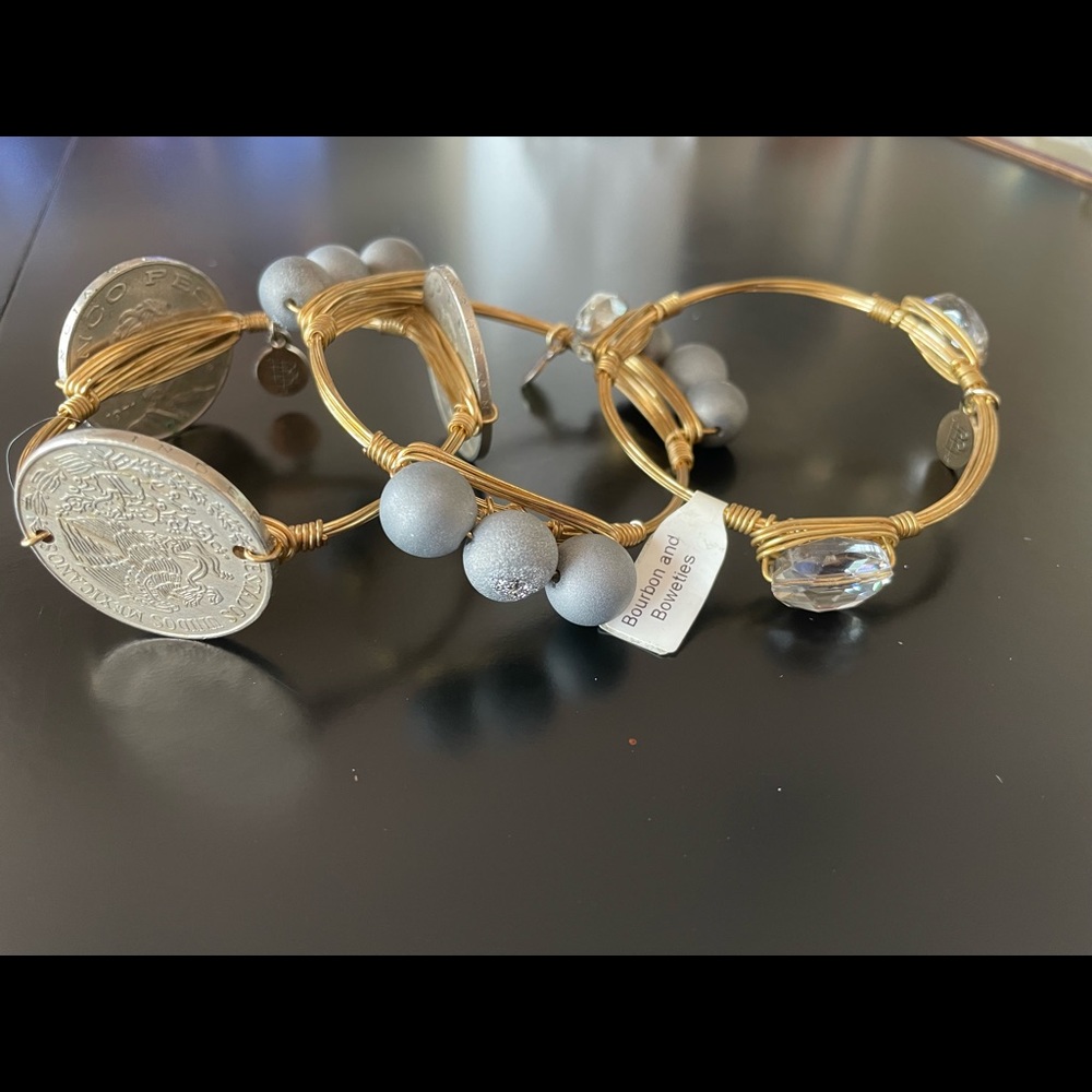 Bourbon and bowties set 3 bangles coin, drusy